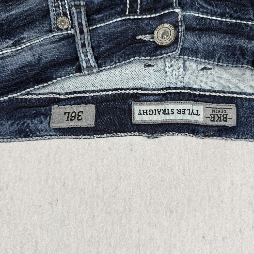 BKE Tyler Straight Jeans Mens 36x33 Blue Medium Wash Straight Leg Denim Pants - Picture 2 of 9